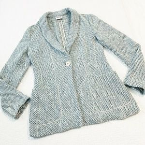 Armani Collezioni Pale Blue Knit Tweed Blazer